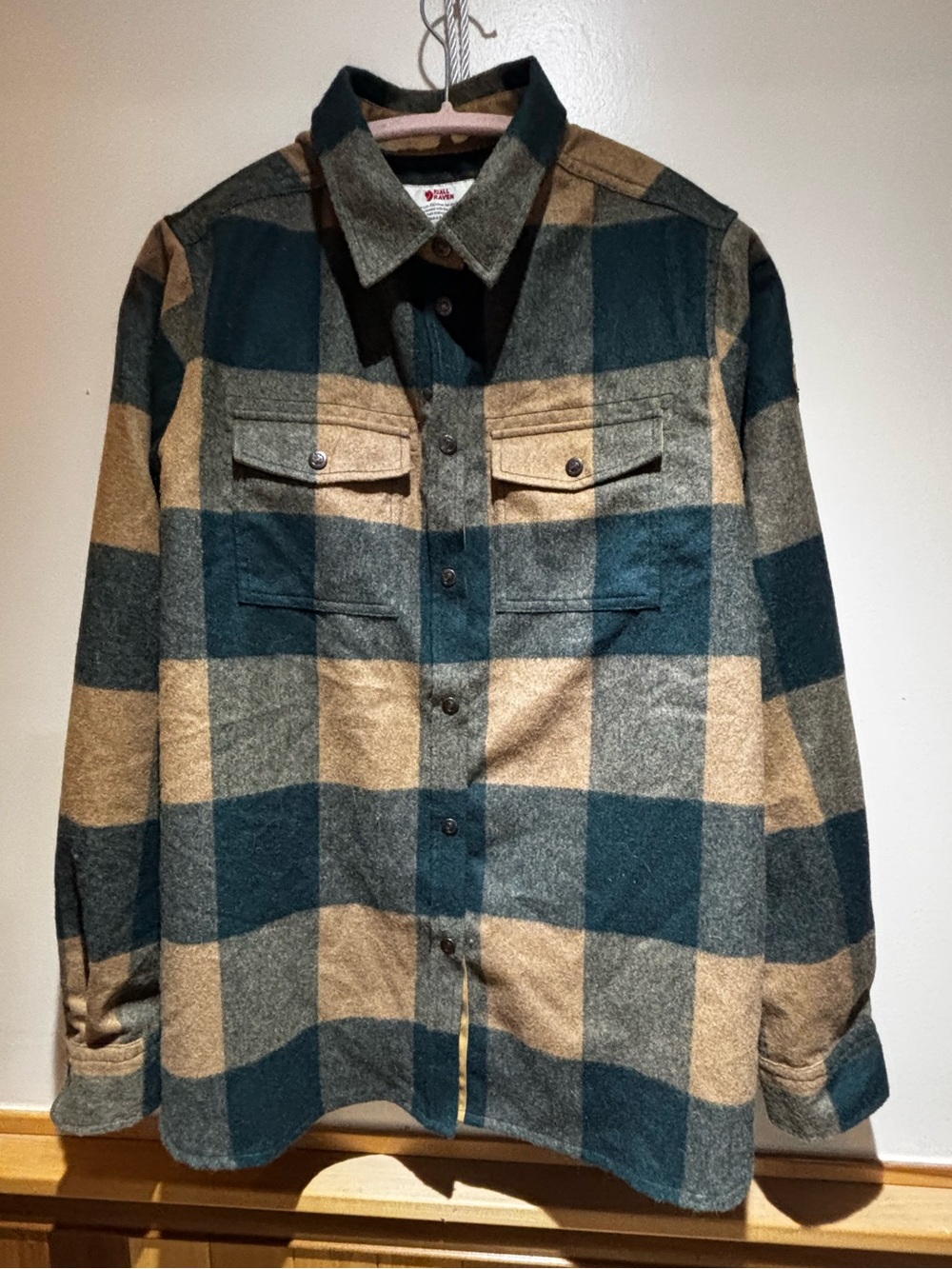 XL NEW Wool Fjällräven Canada Shirt W in Dark Green and Tan